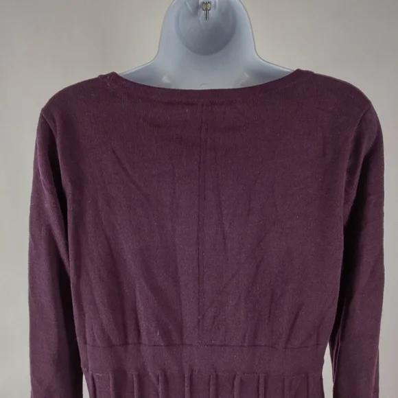 Calvin Klein Deep Plum Sweater Dress with Bell Sleeves. - Picture 6 of 9